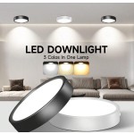 CANMEIJIA 1 件黑色铝制 LED 嵌入式吸顶灯，室内表面安装筒灯，聚光灯，AC185-265V，3 种色温模式（暖白、自然白、冷白），小巧尺寸，高输出，适用于卧室、客厅、厨房、浴室、购物中心