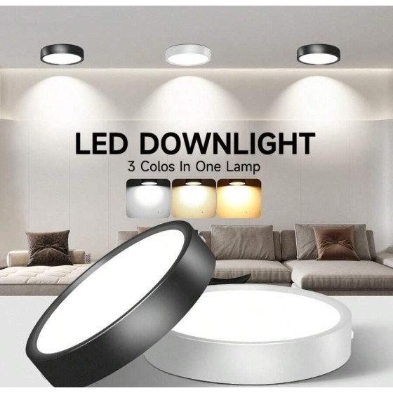 CANMEIJIA 1 件黑色铝制 LED 嵌入式吸顶灯，室内表面安装筒灯，聚光灯，AC185-265V，3 种色温模式（暖白、自然白、冷白），小巧尺寸，高输出，适用于卧室、客厅、厨房、浴室、购物中心