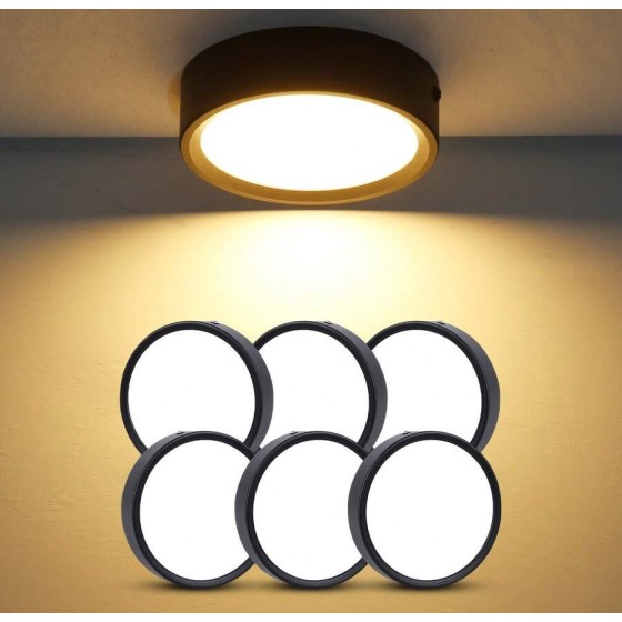 CANMEIJIA 1 件黑色铝制 LED 嵌入式吸顶灯，室内表面安装筒灯，聚光灯，AC185-265V，3 种色温模式（暖白、自然白、冷白），小巧尺寸，高输出，适用于卧室、客厅、厨房、浴室、购物中心