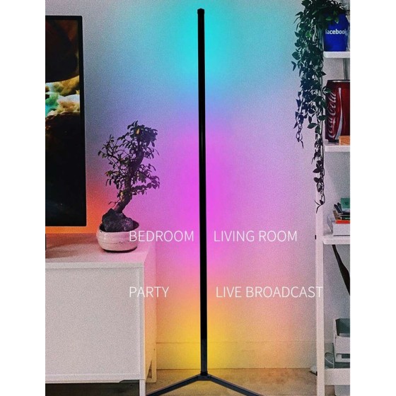 转角落地灯 智能 RGB-IC LED 转角灯，配备应用程序和遥控器，1600 万种颜色和 68 种以上场景，音乐同步，定时器设置 - 非常适合客厅、卧室和游戏室