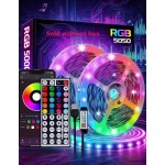 1件裝 5050 RGB 變色智能 LED 燈條，App 控制 44 鍵遙控音樂同步，臥室廚房電視家居裝飾燈，節日派對聖誕裝飾