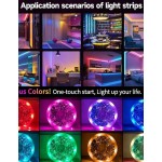 1件裝 5050 RGB 變色智能 LED 燈條，App 控制 44 鍵遙控音樂同步，臥室廚房電視家居裝飾燈，節日派對聖誕裝飾