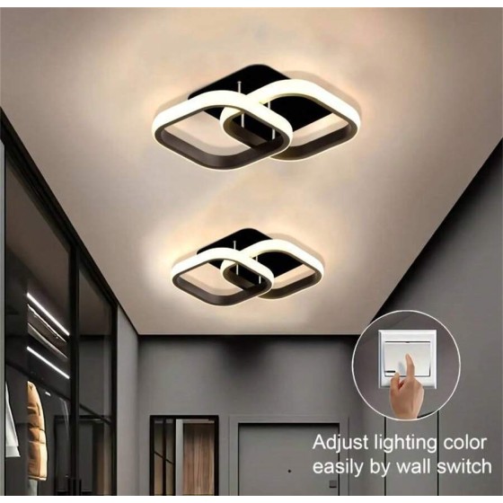 1 件 LED 吸顶灯，可调色温 (3000K-6000K)，半嵌入式安装，简约设计，适用于客厅、咖啡厅、走廊、卧室、厨房，时尚吸顶灯，塑料灯罩，LED 天花板灯