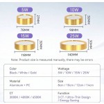 5W/10W/15W/25W 嵌入式吸顶灯，现代装饰筒灯，黑色/白色/金色，暖白/中性白/冷白 LED 吸顶灯，适用于客厅、卧室、走廊、阳台、厨房、橱柜、浴室、玄关、服装店、酒店、商店、图书馆、酒吧、大厅、仓库