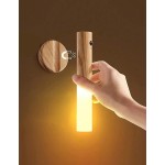 1/2/3件組 感應式小夜燈 磁吸式木質壁燈 室內LED充電便攜燈 適用衣櫃、走廊、臥室、衣櫥、書桌、樓梯、櫥櫃