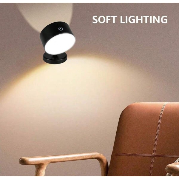 可充电双灯 LED 壁灯 - 360° 可旋转、可调光，带 USB 端口和磁性支架，适用于阅读和家居装饰、电池供电、小夜灯、家用照明