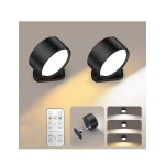可充电双灯 LED 壁灯 - 360° 可旋转、可调光，带 USB 端口和磁性支架，适用于阅读和家居装饰、电池供电、小夜灯、家用照明