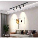 6件套轨道灯套装，黑/白嵌入式筒灯，GU10灯座，可更换GU10灯泡，冷白光/中性白光/暖白光，LED吸顶灯，吸顶射灯，吸顶轨道射灯，专业商业照明灯具，包含轨道和配件，适用于卧室、客厅、厨房、展厅、商场、酒店等场所。