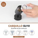 CANMEIJIA 1个直筒可折叠嵌入式筒灯，GU10灯座，网格状吸顶灯，黑色/白色/木纹色可选，带/不带灯泡，铝制材质，适用于商店/书房/卧室/客厅/咖啡厅/展厅/画廊/博物馆/走廊/门廊等场所，可根据需要选择尺寸