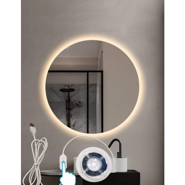 1入組3M/5M180/300LED白色觸碰可調光燈條帶觸碰開關適用於床側和臥室燈光