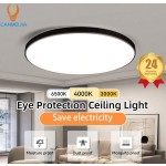 CANMEIJIA LED 吸顶灯、吊灯面板、浴室灯、亮色房间照明、简约风格黑色框架、家居装饰照明灯具、易于安装、220V，适用于办公室/浴室/卧室/客厅/书房/衣柜/厨房/走廊/入口/阳台/楼梯/小房间/出租单位。根据您的使用需求选择合适的尺寸。