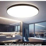 CANMEIJIA LED 吸顶灯、吊灯面板、浴室灯、亮色房间照明、简约风格黑色框架、家居装饰照明灯具、易于安装、220V，适用于办公室/浴室/卧室/客厅/书房/衣柜/厨房/走廊/入口/阳台/楼梯/小房间/出租单位。根据您的使用需求选择合适的尺寸。