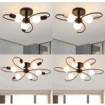 1 件装现代 Sputnik 灯具，6 灯天花板灯具，中世纪现代吊灯，金属半嵌入式天花板灯，适用于卧室、厨房、客厅、餐厅，E26/E27 底座，不含灯泡