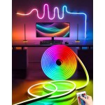 1/2/3/4/5/8/10m 柔性 RGB LED 霓虹燈條，附遙控調光，5V-USB 供電，適用於萬聖節與派對裝飾、廚房氛圍、電視背景照明、直播化妝鏡、浴室鏡補光燈條