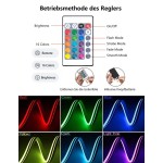 1/2/3/4/5/8/10m 柔性 RGB LED 霓虹燈條，附遙控調光，5V-USB 供電，適用於萬聖節與派對裝飾、廚房氛圍、電視背景照明、直播化妝鏡、浴室鏡補光燈條