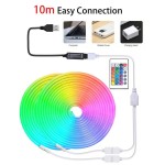 1/2/3/4/5/8/10m 柔性 RGB LED 霓虹燈條，附遙控調光，5V-USB 供電，適用於萬聖節與派對裝飾、廚房氛圍、電視背景照明、直播化妝鏡、浴室鏡補光燈條