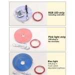 1/2/3/4/5/8/10m 柔性 RGB LED 霓虹燈條，附遙控調光，5V-USB 供電，適用於萬聖節與派對裝飾、廚房氛圍、電視背景照明、直播化妝鏡、浴室鏡補光燈條