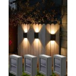 1-6 件太阳能壁灯，户外花园太阳能 LED 灯，庭院花园墙壁装饰壁灯，双头防水塑料壁灯，适用于户外照明、街道照明、家庭阳台门廊草坪装饰