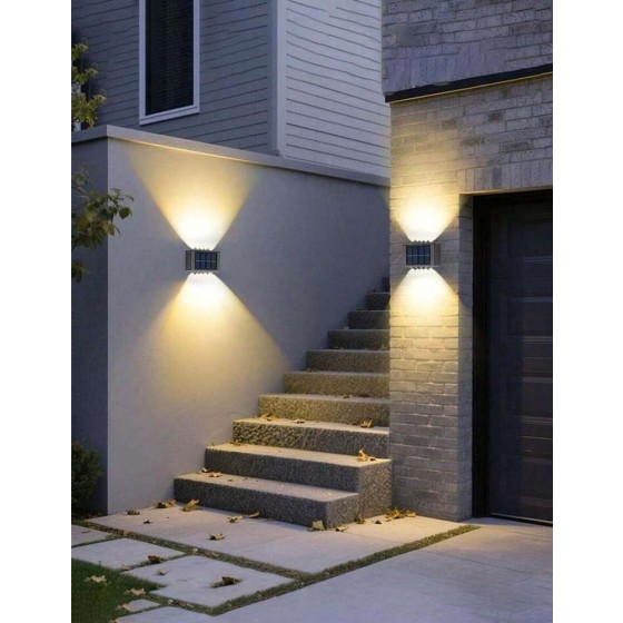1/2 件 10 LED 太阳能壁灯，暖光/白光镍氢电池安全照明夜灯，带光传感器，户外花园装饰氛围灯，花园路灯，户外走廊灯和室内台灯，圣诞装饰，万圣节装饰，返校礼物