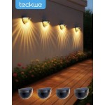 Teckwe 4件組太陽能圍欄燈、甲板燈、太陽能壁燈 600mAh，太陽能懸掛式戶外圍欄燈，白色 LED 燈，適用於花園、居家、露台、庭院、車庫、露營、萬聖節、聖誕派對裝飾