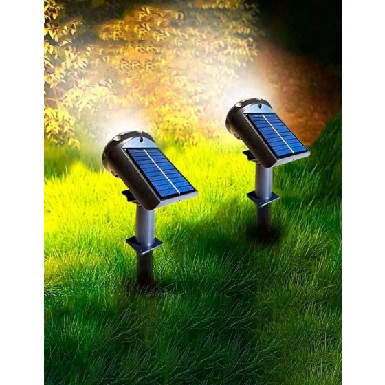 1/2件組太陽能戶外燈，附光感器，10 LED 白光/暖光/彩色光，嵌入式小徑草坪燈，多功能可拆卸壁燈，3種照明模式，戶外花園裝飾太陽能園藝燈，內建可充電電池太陽能板充電，適合庭院、小徑、花園、露營、露台