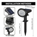 1/2件組太陽能戶外燈，附光感器，10 LED 白光/暖光/彩色光，嵌入式小徑草坪燈，多功能可拆卸壁燈，3種照明模式，戶外花園裝飾太陽能園藝燈，內建可充電電池太陽能板充電，適合庭院、小徑、花園、露營、露台