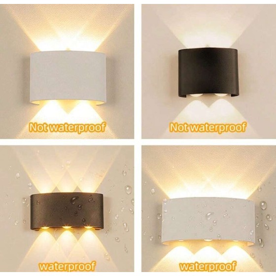 CANMEIJIA 2 件黑色/白色扇形壁灯，2W/4W/6W/8W/10W，LED 户外壁灯，IP65 防水，AC110-265V，简约室内壁灯灯具，适用于户外露台/楼梯/街道/室内/花园/客厅/浴室/厨房/卧室/走廊