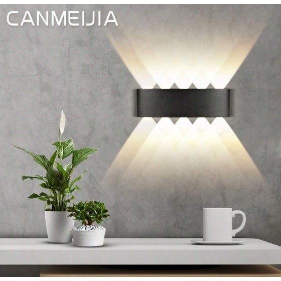 CANMEIJIA 2 件黑色/白色扇形壁灯，2W/4W/6W/8W/10W，LED 户外壁灯，IP65 防水，AC110-265V，简约室内壁灯灯具，适用于户外露台/楼梯/街道/室内/花园/客厅/浴室/厨房/卧室/走廊