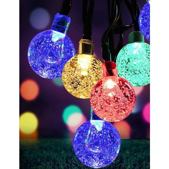 1入組20/30/50/100LED4/5/7/10M，8模式太陽能球形裝飾燈串，用於戶外庭院花園節日派對裝飾