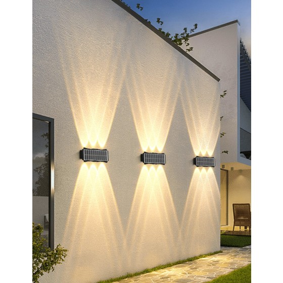 CANMEIJIA 太阳能壁灯，RGB 变色 LED 灯，大尺寸防水太阳能景观照明，现代家居装饰壁灯，适用于花园/停车场/外部走廊/入口/门廊/阳台/花坛/交叉路口/外墙/内墙/屋顶