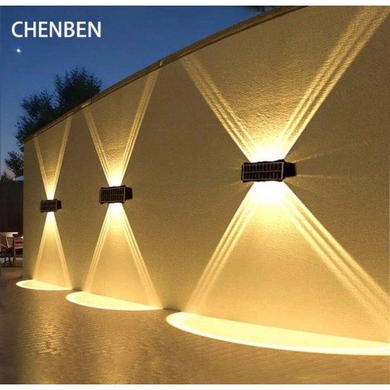 CANMEIJIA 太阳能壁灯，RGB 变色 LED 灯，大尺寸防水太阳能景观照明，现代家居装饰壁灯，适用于花园/停车场/外部走廊/入口/门廊/阳台/花坛/交叉路口/外墙/内墙/屋顶