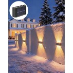 1个/2个/6个户外太阳能壁灯 8LED/10LED（白光，暖光） 家用户外照明灯具 太阳能透镜上下照明壁灯 适用于墙壁、柱子、停车场、车库、花园等。