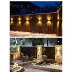 1个/2个/6个户外太阳能壁灯 8LED/10LED（白光，暖光） 家用户外照明灯具 太阳能透镜上下照明壁灯 适用于墙壁、柱子、停车场、车库、花园等。