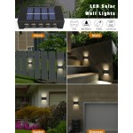 1个/2个/6个户外太阳能壁灯 8LED/10LED（白光，暖光） 家用户外照明灯具 太阳能透镜上下照明壁灯 适用于墙壁、柱子、停车场、车库、花园等。