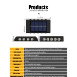 1个/2个/6个户外太阳能壁灯 8LED/10LED（白光，暖光） 家用户外照明灯具 太阳能透镜上下照明壁灯 适用于墙壁、柱子、停车场、车库、花园等。