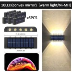 1个/2个/6个户外太阳能壁灯 8LED/10LED（白光，暖光） 家用户外照明灯具 太阳能透镜上下照明壁灯 适用于墙壁、柱子、停车场、车库、花园等。