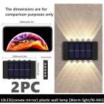 1个/2个/6个户外太阳能壁灯 8LED/10LED（白光，暖光） 家用户外照明灯具 太阳能透镜上下照明壁灯 适用于墙壁、柱子、停车场、车库、花园等。