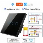 智能开关 EU WiFi - 带零线和不带零线两种版本 - 触摸式灯开关 400W 1/2/3/4 位 AC 220-240V - 可与 Alexa 和 Smart Life App 配合使用，实现语音控制 - 安装简便