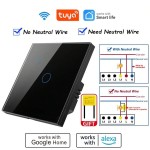 智能开关 EU WiFi - 带零线和不带零线两种版本 - 触摸式灯开关 400W 1/2/3/4 位 AC 220-240V - 可与 Alexa 和 Smart Life App 配合使用，实现语音控制 - 安装简便
