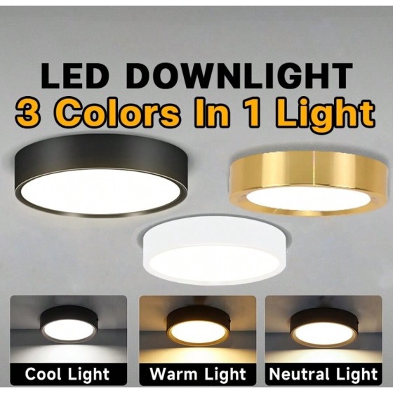 CANMEIJIA 1个可折叠LED嵌入式灯，220V，5W/10W/15W/25W，3种颜色可选，适用于客厅、厨房等室内空间