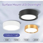CANMEIJIA 1个可折叠LED嵌入式灯，220V，5W/10W/15W/25W，3种颜色可选，适用于客厅、厨房等室内空间