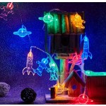 1个宇航员火箭星球串灯，电池供电，多色太空主题灯饰，适合儿童房装饰、派对、生日、家居、卧室、婴儿派对、家居装饰、礼物