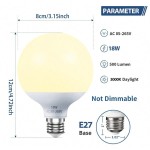 1 包 LED 球形灯泡，12/18/24/36W 梳妆台灯泡，日光 6000K/暖白 3000K，E27 底座，不可调光卧室化妆镜灯，LED 浴室灯
