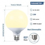 1 包 LED 球形灯泡，12/18/24/36W 梳妆台灯泡，日光 6000K/暖白 3000K，E27 底座，不可调光卧室化妆镜灯，LED 浴室灯