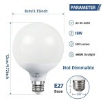 1 包 LED 球形灯泡，12/18/24/36W 梳妆台灯泡，日光 6000K/暖白 3000K，E27 底座，不可调光卧室化妆镜灯，LED 浴室灯