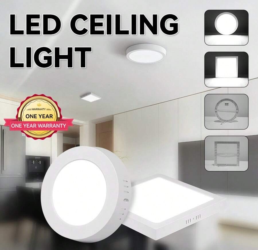 CANMEIJIA LED吸顶灯,家居照明面板灯,室内照明灯具,LED嵌入式灯,现代简约吊灯,浴室灯,10W/20W/30W,方形/圆形,白光,吸顶/嵌入式,110-265V,适用于客厅/卧室/浴室/厨房/阳台/餐厅/走廊/楼梯/阁楼/仓库/商店/露台/车库/门厅/育儿室/玄关。请根据使用需求选择合适的尺寸。