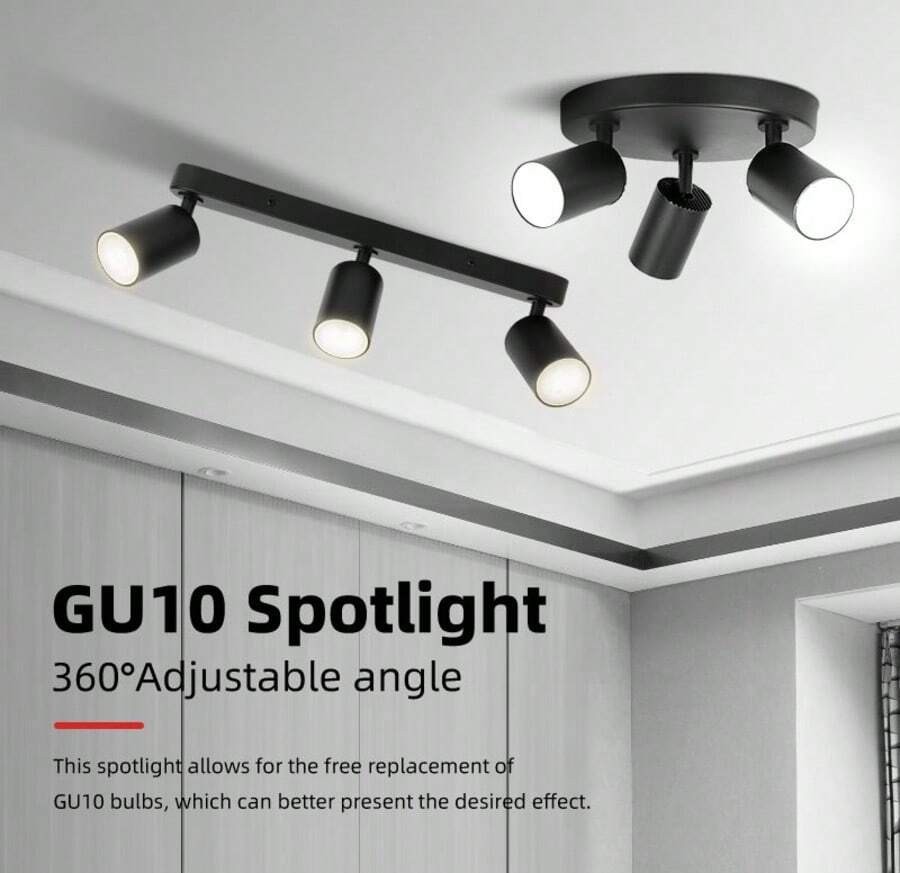 GU10 嵌入式吸顶灯,矩形/圆形吊灯,房间装饰 LED 吸顶灯,铝制现代家居装饰聚光灯,黑色/白色,可更换 GU10 灯泡,可选带/不带灯泡,适用于客厅、餐厅、卧室、厨房、走廊、咖啡厅、展览厅、阅览室、酒吧、走廊、酒店、服装店、陈列室,尺寸和形状可定制