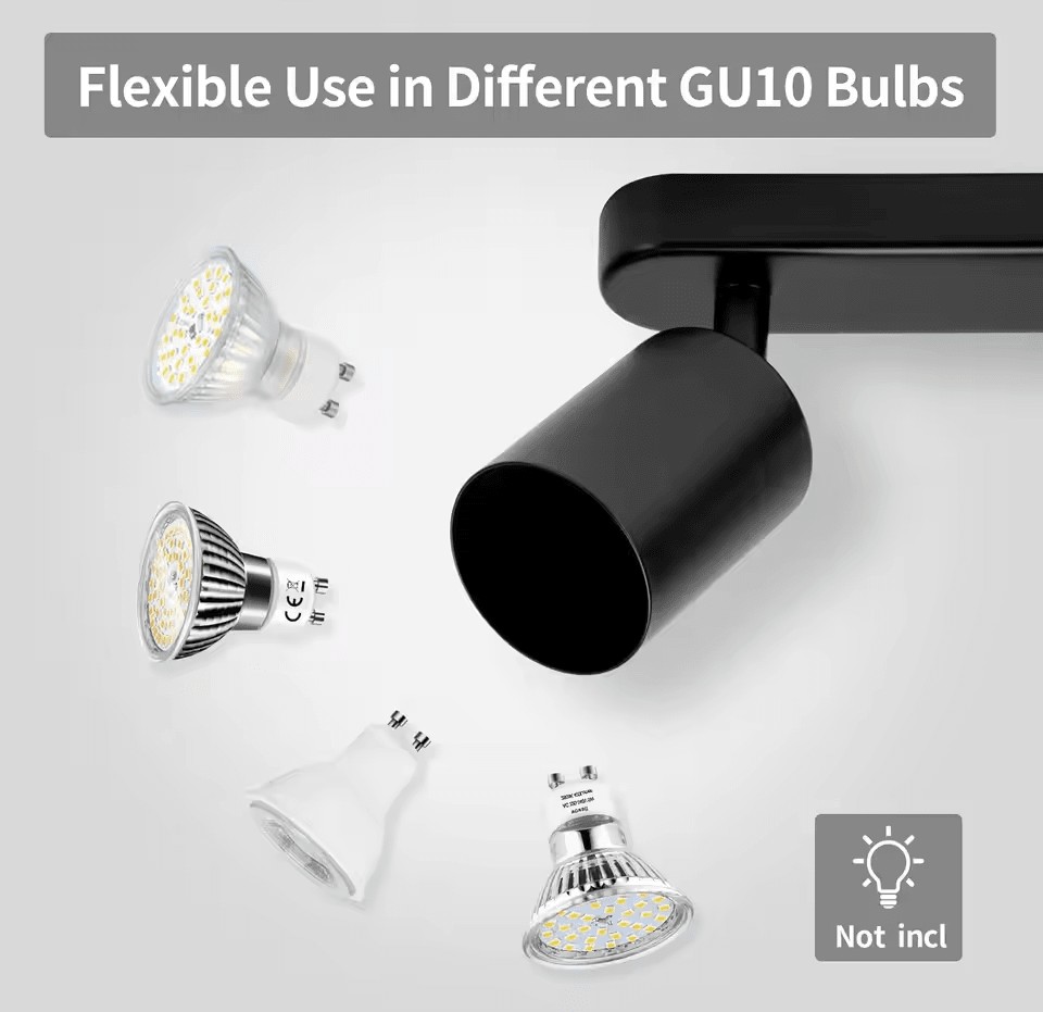 GU10 嵌入式吸顶灯,矩形/圆形吊灯,房间装饰 LED 吸顶灯,铝制现代家居装饰聚光灯,黑色/白色,可更换 GU10 灯泡,可选带/不带灯泡,适用于客厅、餐厅、卧室、厨房、走廊、咖啡厅、展览厅、阅览室、酒吧、走廊、酒店、服装店、陈列室,尺寸和形状可定制