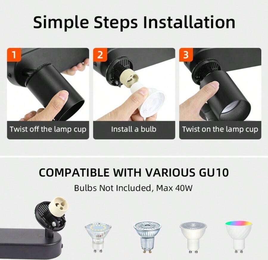 GU10 嵌入式吸顶灯,矩形/圆形吊灯,房间装饰 LED 吸顶灯,铝制现代家居装饰聚光灯,黑色/白色,可更换 GU10 灯泡,可选带/不带灯泡,适用于客厅、餐厅、卧室、厨房、走廊、咖啡厅、展览厅、阅览室、酒吧、走廊、酒店、服装店、陈列室,尺寸和形状可定制