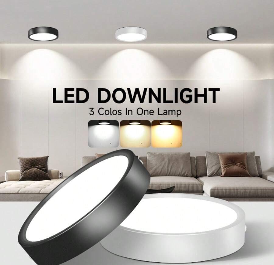 CANMEIJIA 1 件黑色铝制 LED 嵌入式吸顶灯,室内表面安装筒灯,聚光灯,AC185-265V,3 种色温模式(暖白、自然白、冷白),小巧尺寸,高输出,适用于卧室、客厅、厨房、浴室、购物中心
